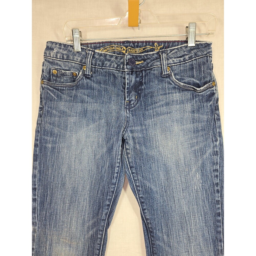 VTG Y2K American Eagle Hipster Flaired Boot Cut Blue Jeans Women 8 Regular Retro